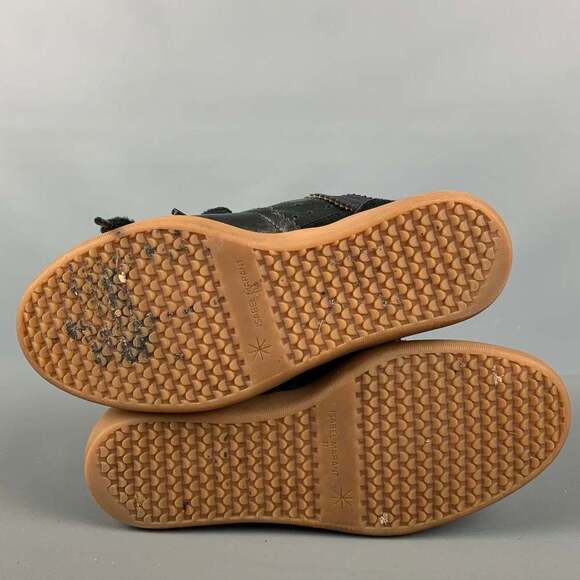 ISABEL MARANT Black Leather Perforated Wedge Sneakers - Picture 5 of 6